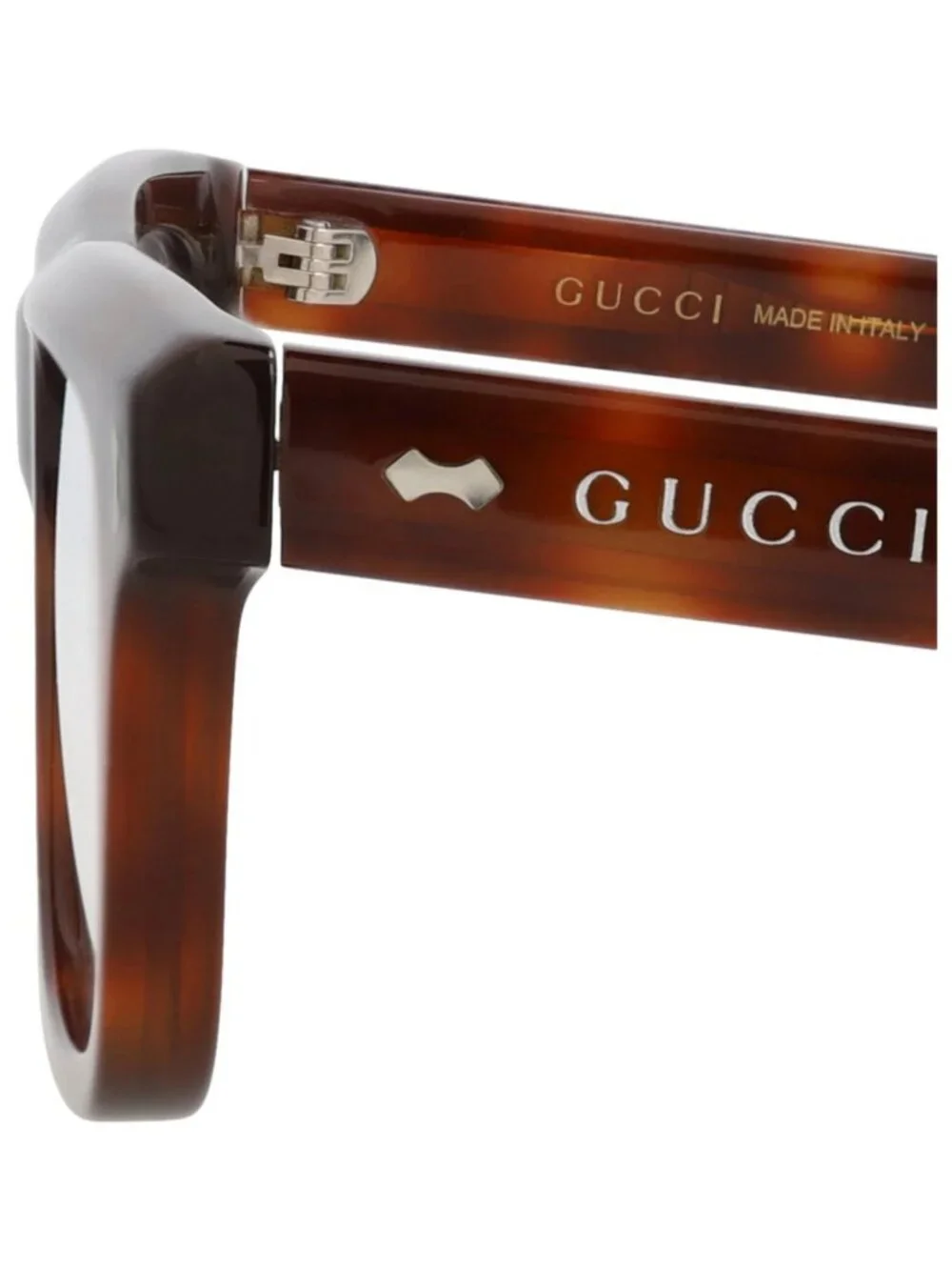 New Gucci Women's Eyeglasses Mens Square Rectangle Havana Havana Transparent